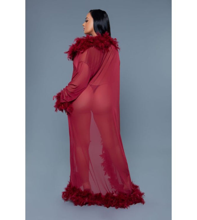 Long Sheer Feather Glamour Robe