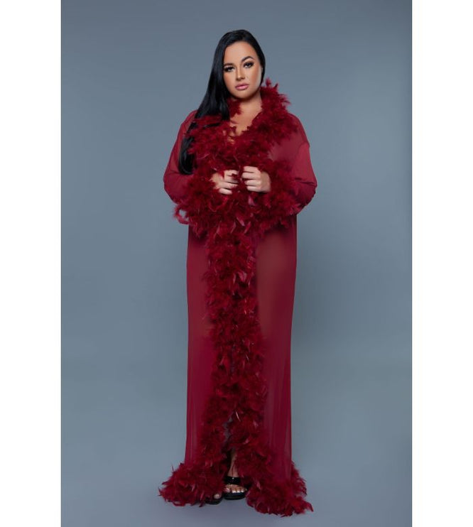 Long Sheer Feather Glamour Robe