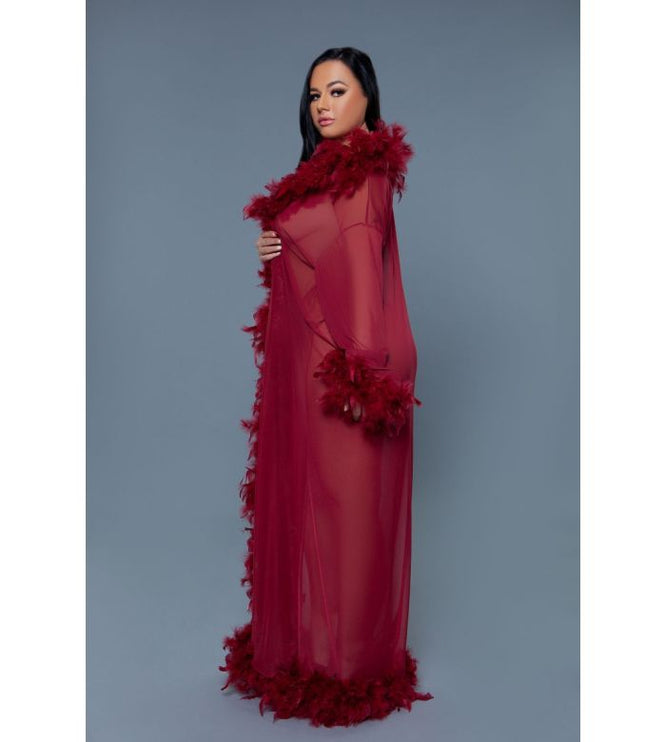 Long Sheer Feather Glamour Robe