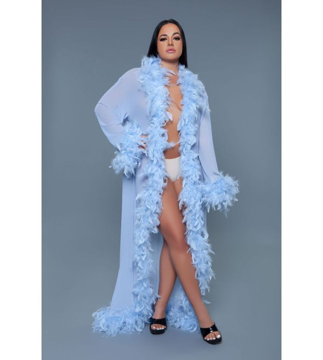 Long Sheer Feather Glamour Robe