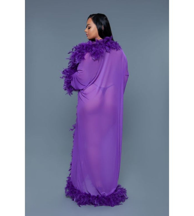 Long Sheer Feather Glamour Robe