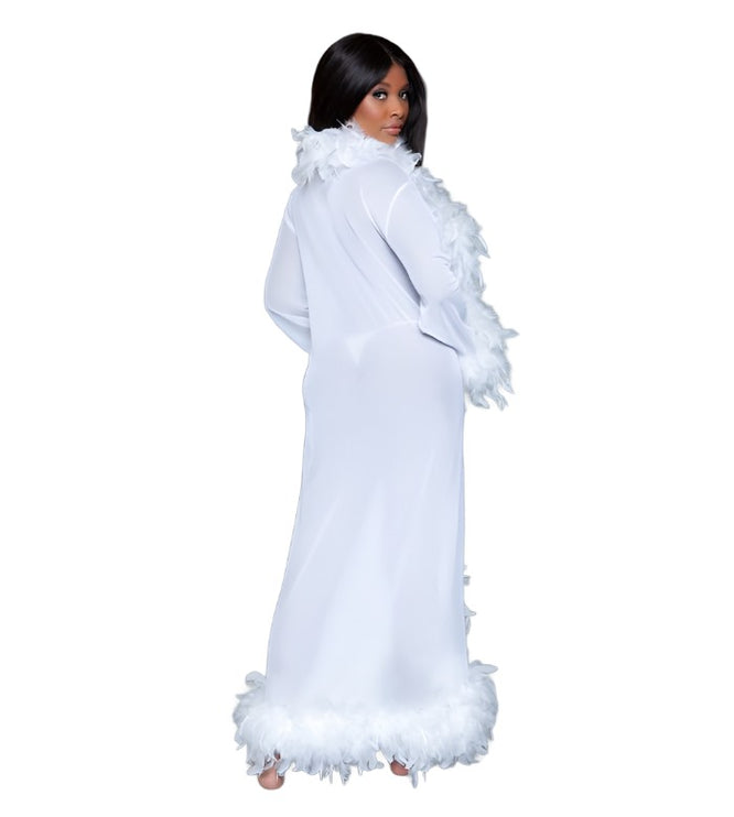 Long Sheer Feather Glamour Robe