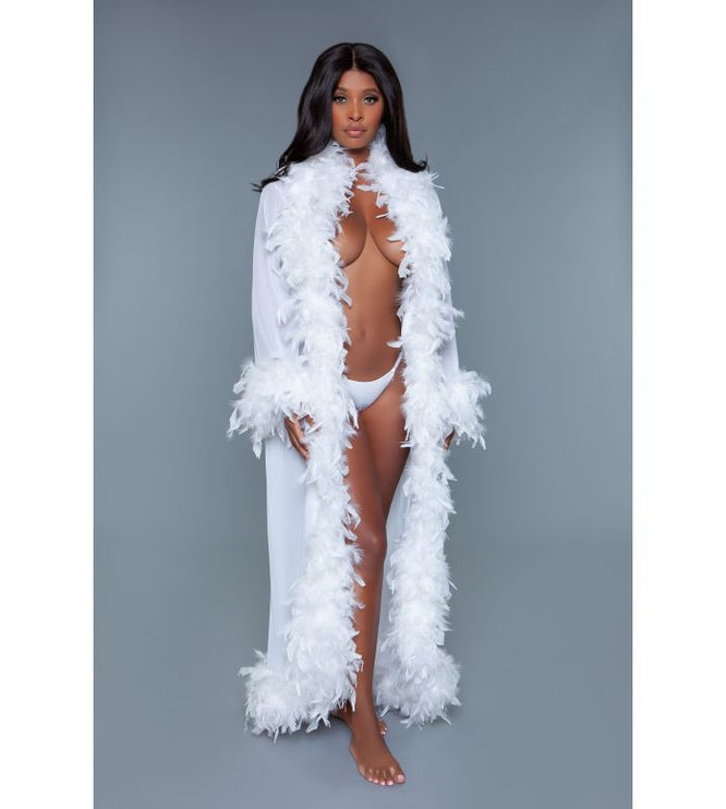 Long Sheer Feather Glamour Robe