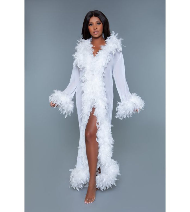 Long Sheer Feather Glamour Robe