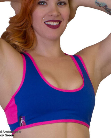 Retro Top Blár & bleikur Racerback Toppur