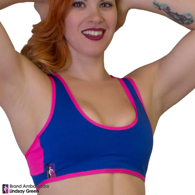 Retro Top Blár & bleikur Racerback Toppur