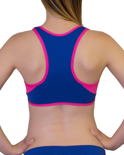 Retro Top Blár & bleikur Racerback Toppur